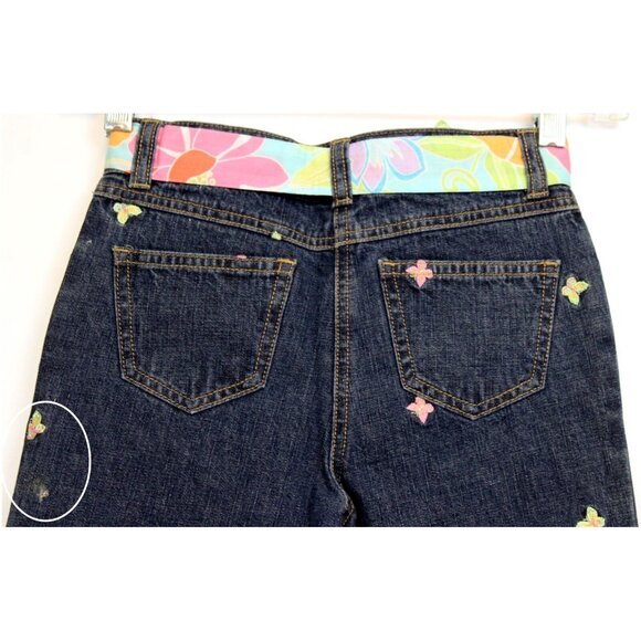 NWT 2006 Gymboree Palm Springs Denim Capris Butterfly Embroidery Fabric Belt - Picture 6 of 8